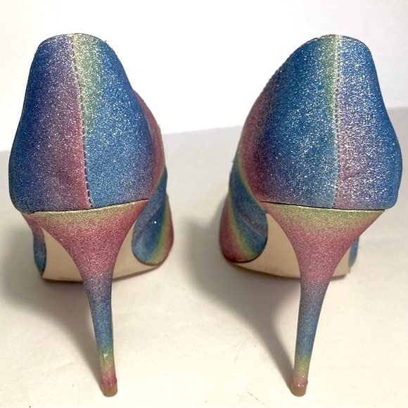Anne Michelle Glitter Pumps Rainbow Heels Pointed Toe HIBISCUS Stilletos sz 7 - Picture 7 of 16